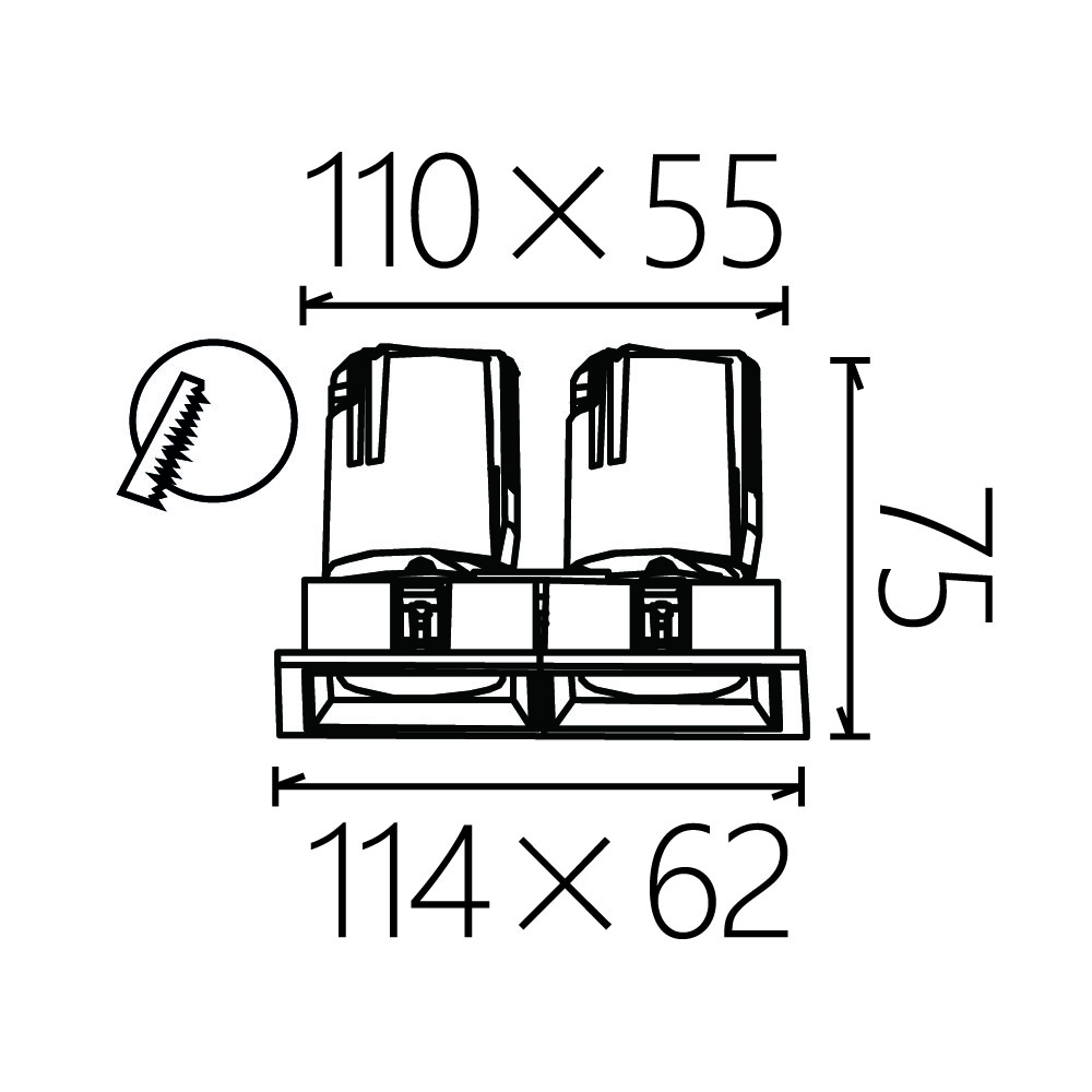 Cветильник встраиваемый D2055 S 2х7W IP65 белый