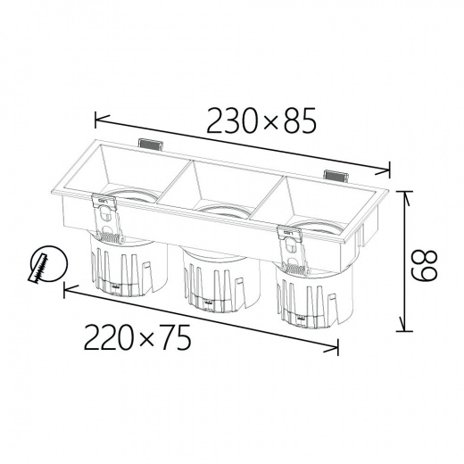 Cветильник встраиваемый D2050 SA 3x12W IP20 черный